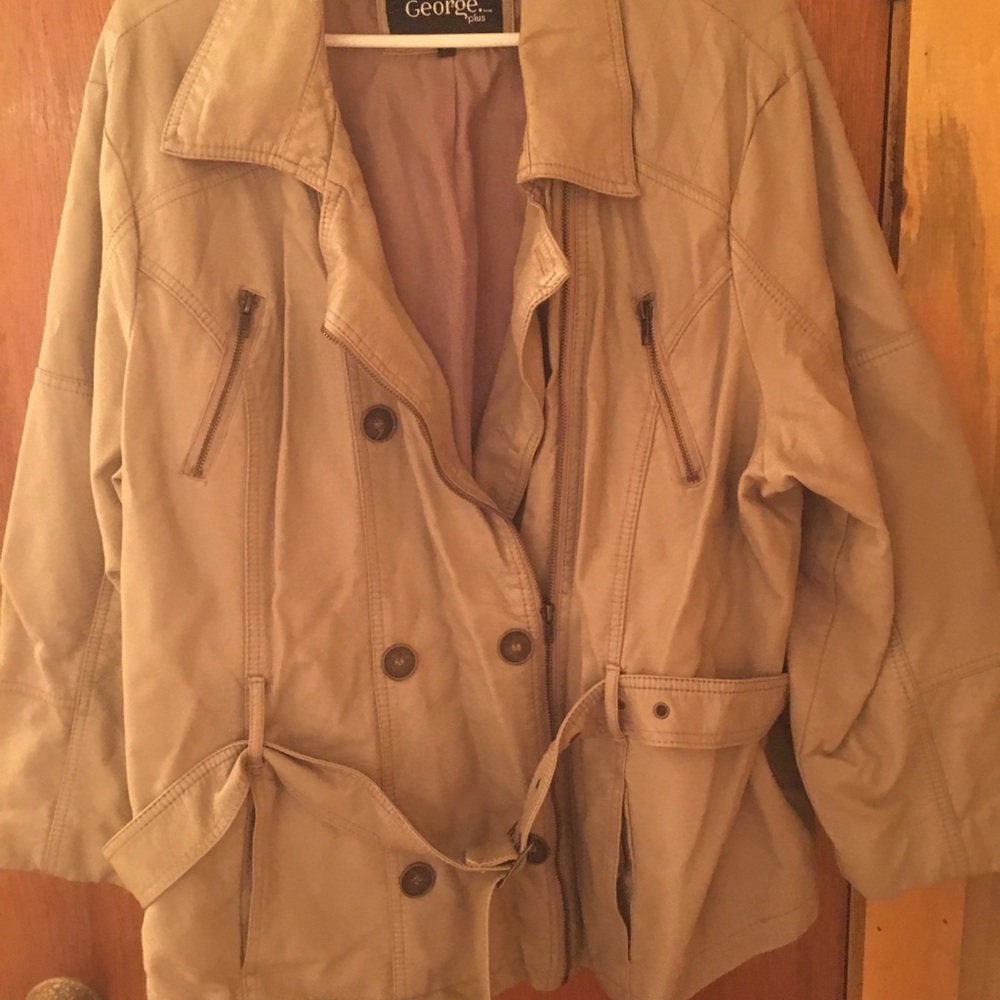 Belted jacket, leather-look
